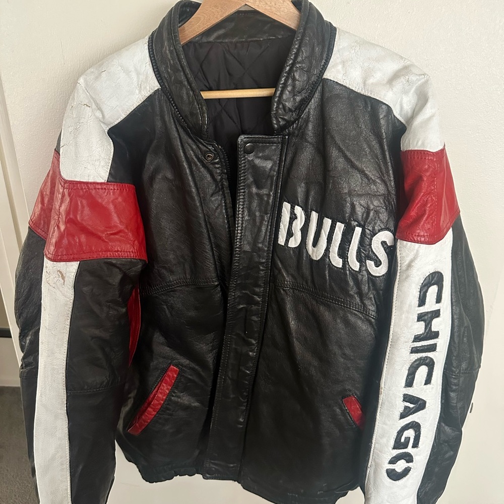 Chicago Bulls 90’s Black and Red Leather Jacket